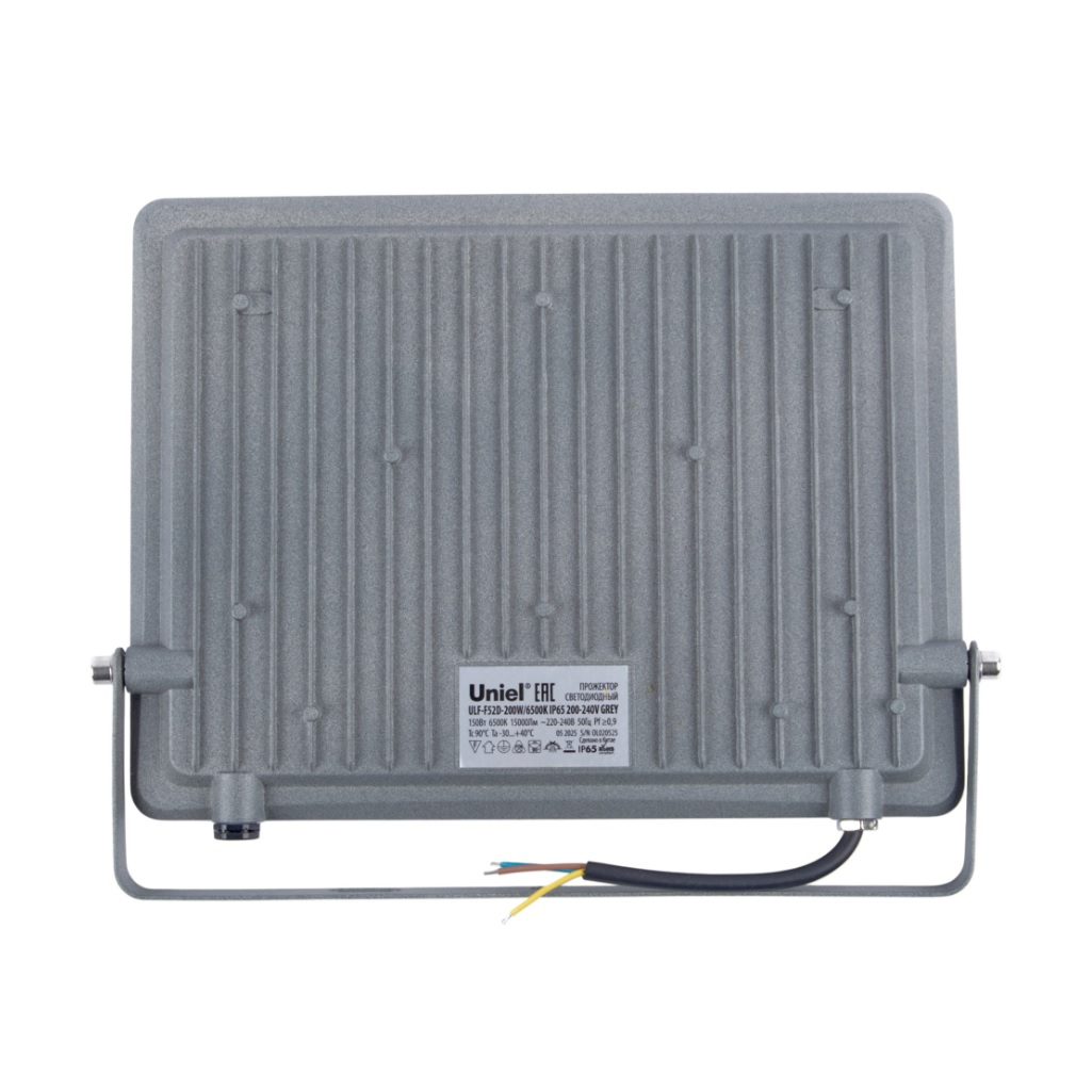 Прожектор светодиодный Uniel ULF-F52D, 200W, дневной свет 6500K, IP65, угол 90 градусов, серый
