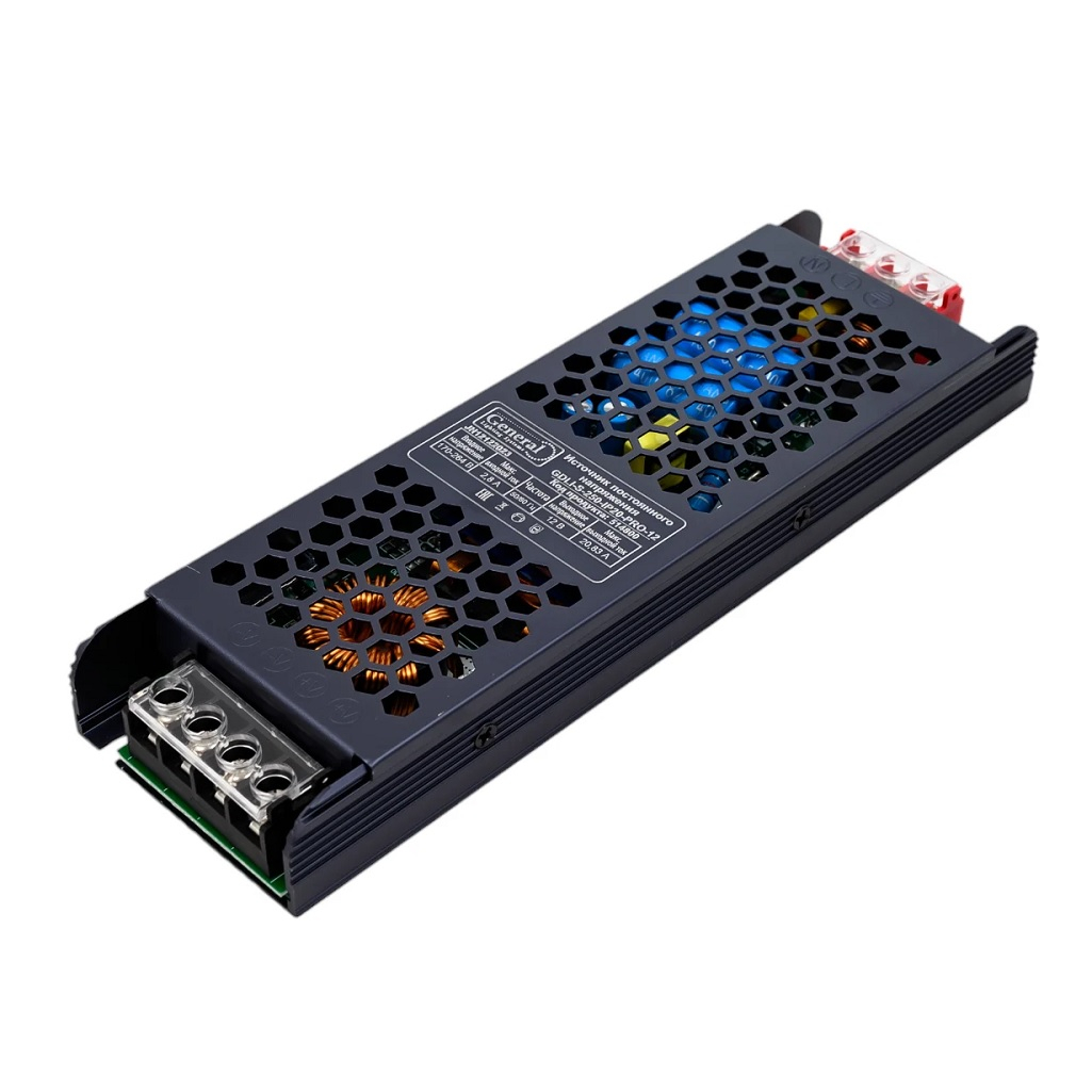 Блок питания для светодиодной ленты General GDLI-S-250W, 12В, 250 Вт, 20.8А, IP20, G514800