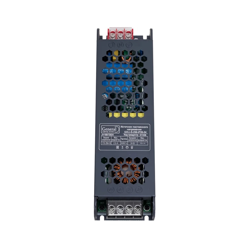 Блок питания для светодиодной ленты General GDLI-S-250W, 24В, 250 Вт, 10.4А, IP20, G511226