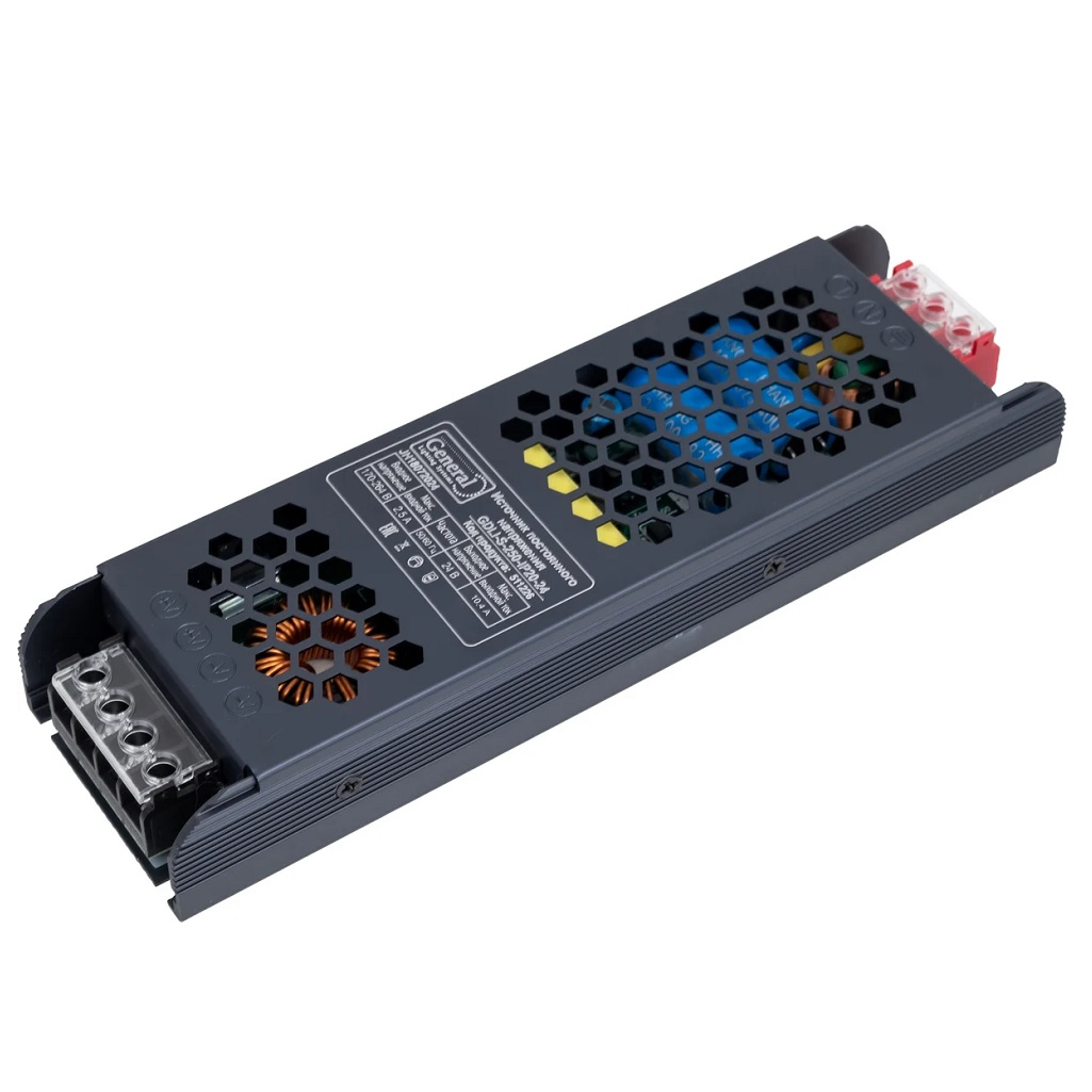 Блок питания для светодиодной ленты General GDLI-S-250W, 24В, 250 Вт, 10.4А, IP20, G511226