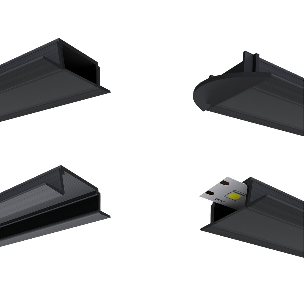 Профиль алюминиевый врезной General Lighting Systems G523140 для светодиодной ленты GAL-GLS-2000-7-22-B-B, черный