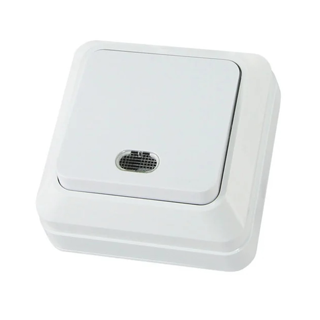 Выключатель одноклавишный с подсветкой TDM Electric Ладога SQ1801-0009 накладной,  белый