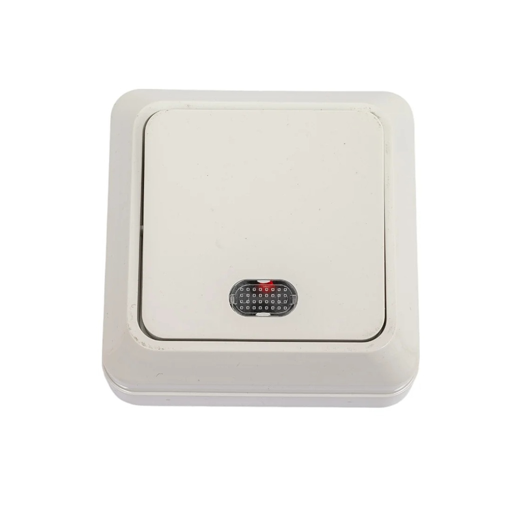 Выключатель одноклавишный с подсветкой TDM Electric Ладога SQ1801-0009 накладной,  белый