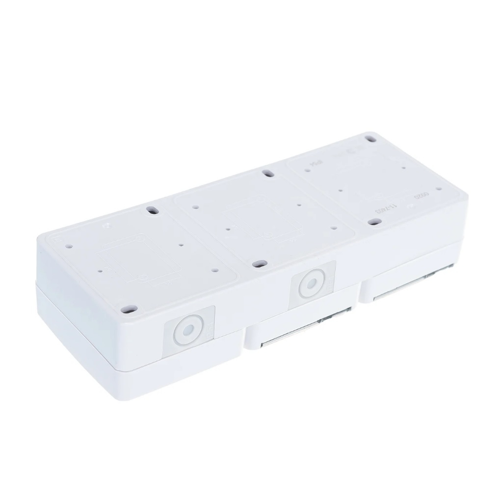 Блок 2 розетки и выключатель Эра Эксперт 11-7403-01, Б0027673, IP54, 16A, 3 поста, белый, накладной, с крышкой