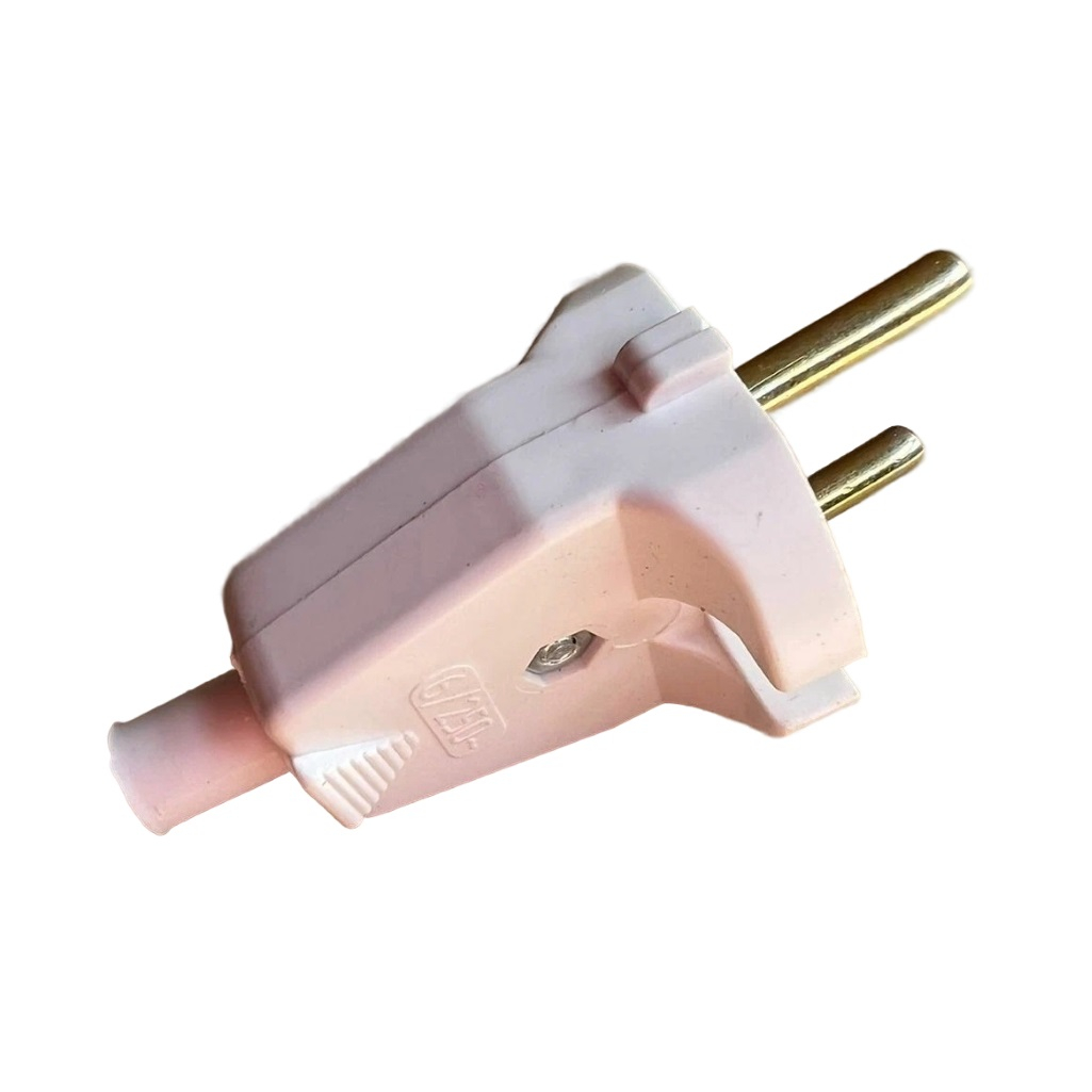 Вилка электрическая РОС В6-001, 6 А, IP20, без заземления, пластиковая, белая