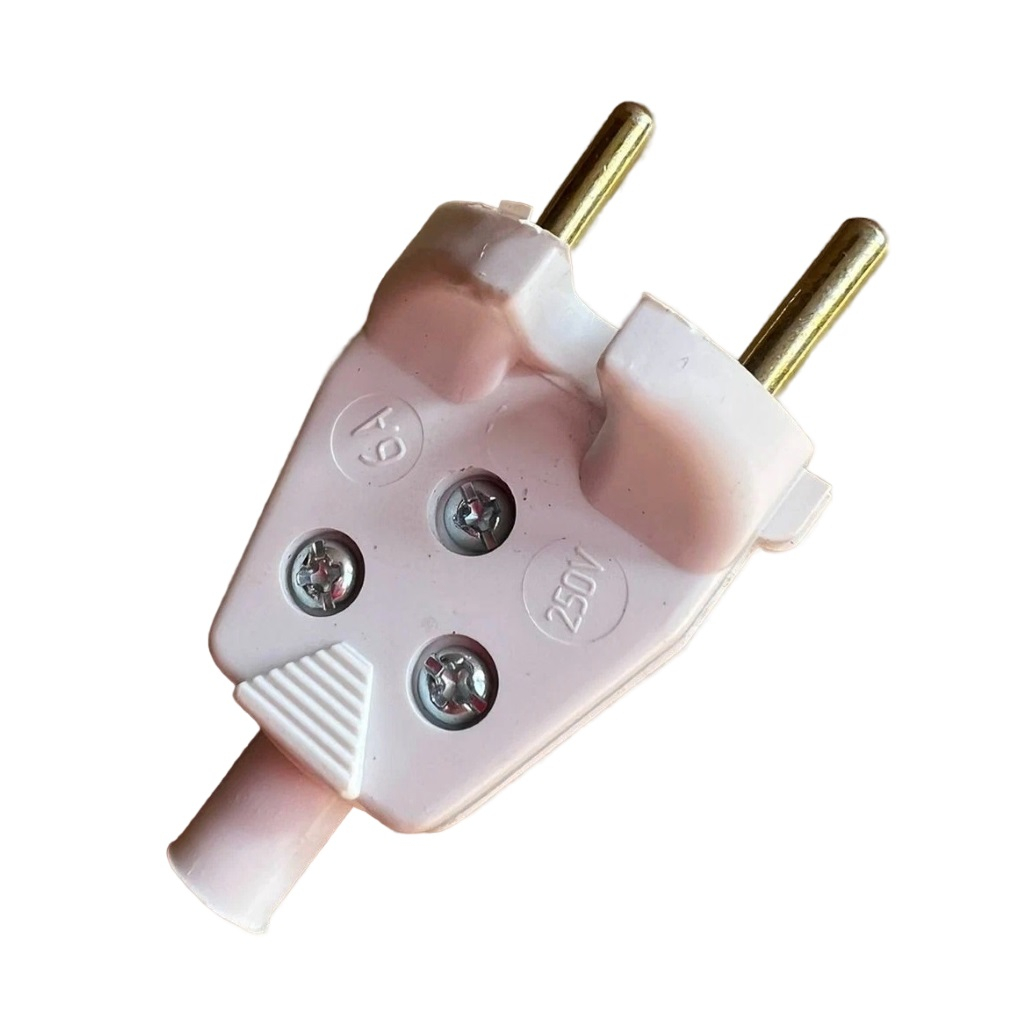 Вилка электрическая РОС В6-001, 6 А, IP20, без заземления, пластиковая, белая