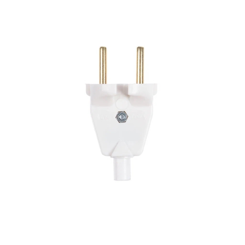 Вилка электрическая РОС В6-001, 6 А, IP20, без заземления, пластиковая, белая