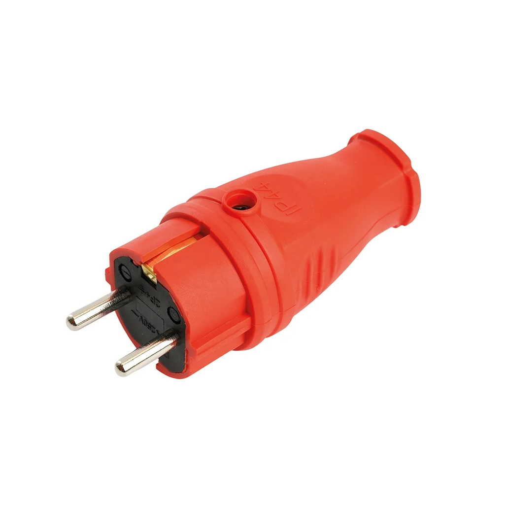 Вилка электрическая Stekker RPG16-21-441 Одри 39160, с заземлением, прямая, каучук, 16А, 250В, IP44, цвет красный  