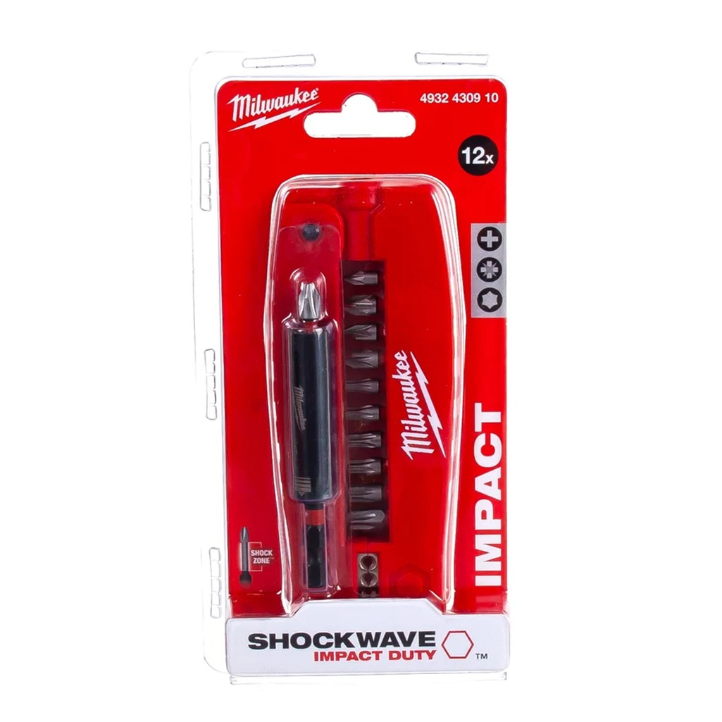 Набор бит Milwaukee Shockwave 4932430910, сталь, в упаковке 12 штук
