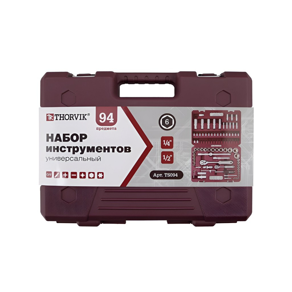 Набор инструментов Thorvik TS094 универсальный, 94 предмета, кейс