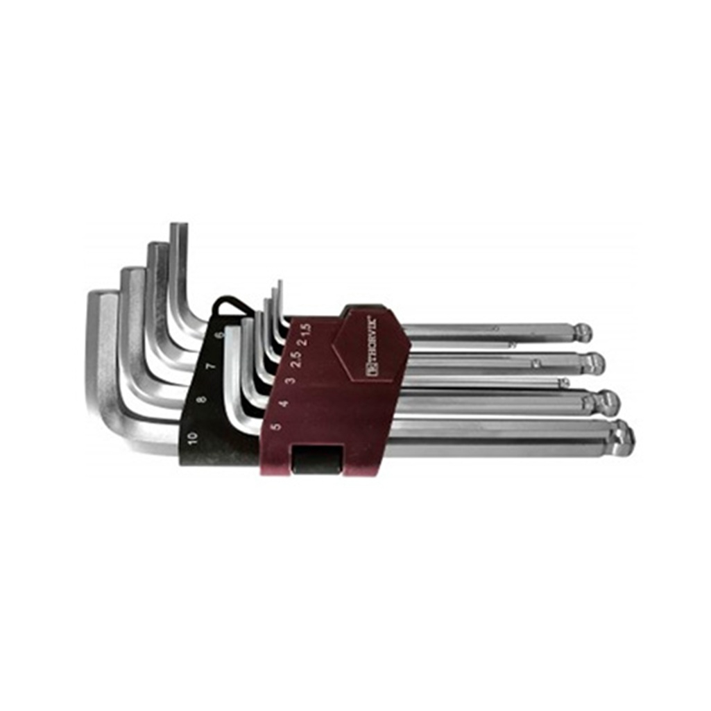 Набор шестигранных ключей Thorvik HKB10S с шаром, сталь, 10 предметов 053076