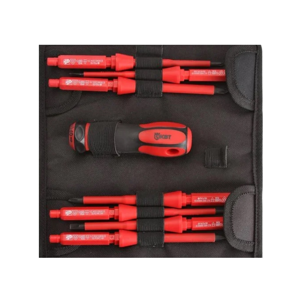 Набор диэлектрических отверток КВТ НИО-1107, 61949, ручка, 7 сменных бит, намагниченный наконечник