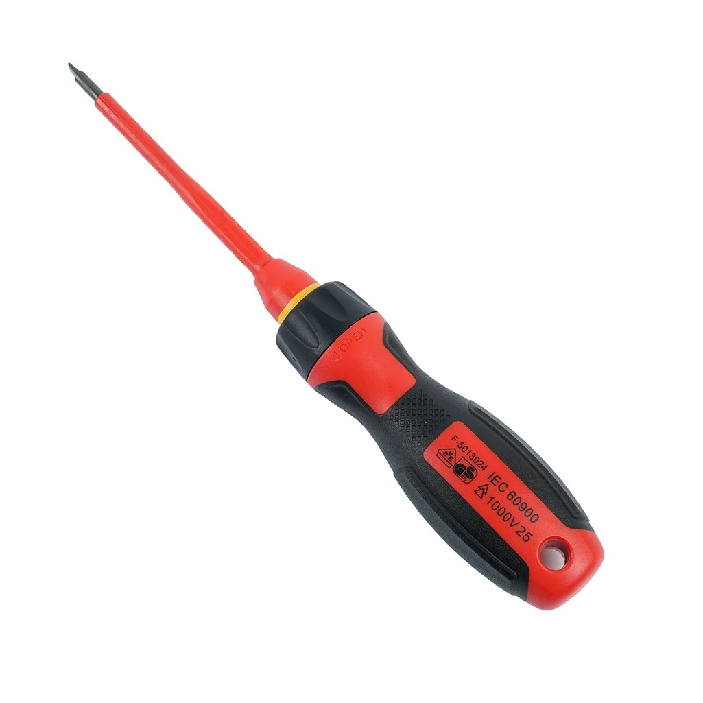 Отвертка диэлектрическая Stekker STLS005 VDE 50409, со сменными битами, до 1000 В, 8 предметов
