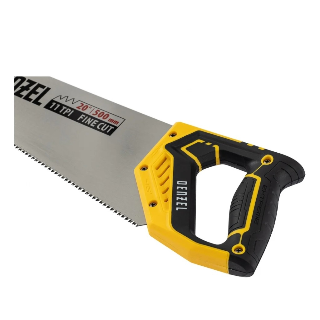 Ножовка по дереву Denzel 24147, 9 TPI, зуб 3D, двухкомпонентная рукоятка, 500 мм