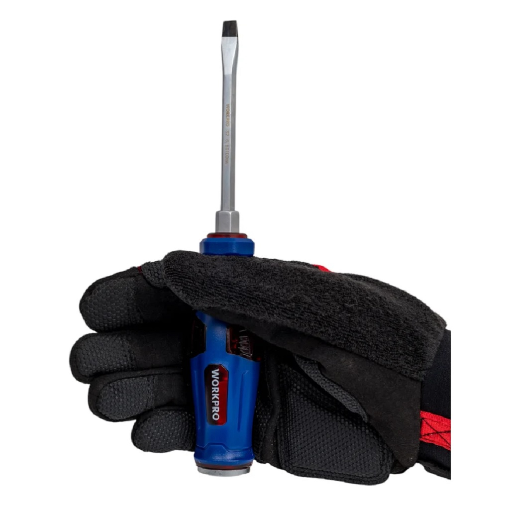 Отвертка ударная Workpro WP221202 SL6.5х100 мм, ударопрочная рукоятка