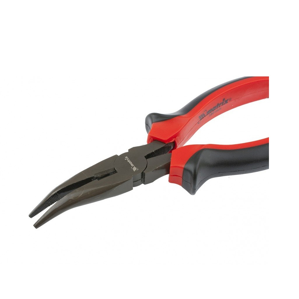 Длинногубцы изогнутые Matrix 17458, сталь, двухкомпонентные рукоятки, длина 160 мм