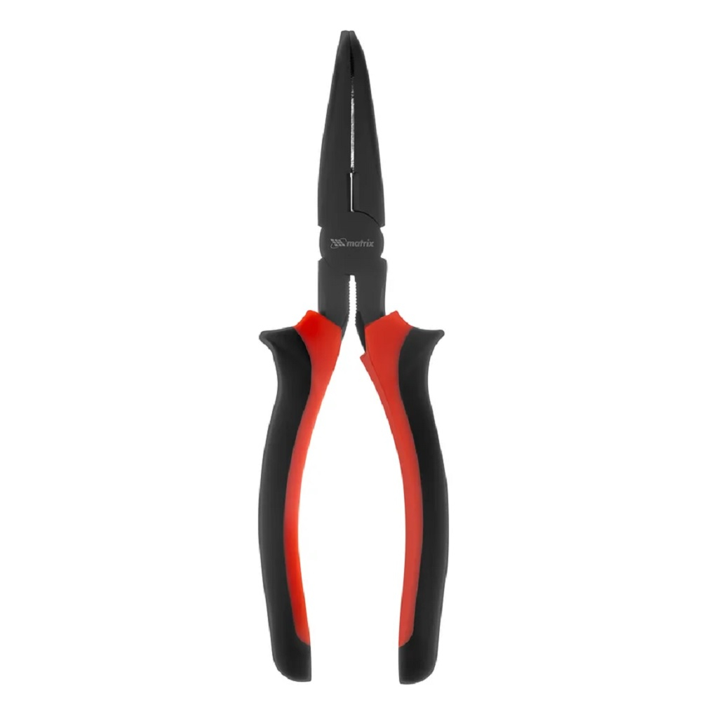Длинногубцы изогнутые Matrix 17462, сталь, двухкомпонентные рукоятки, длина 200 мм
