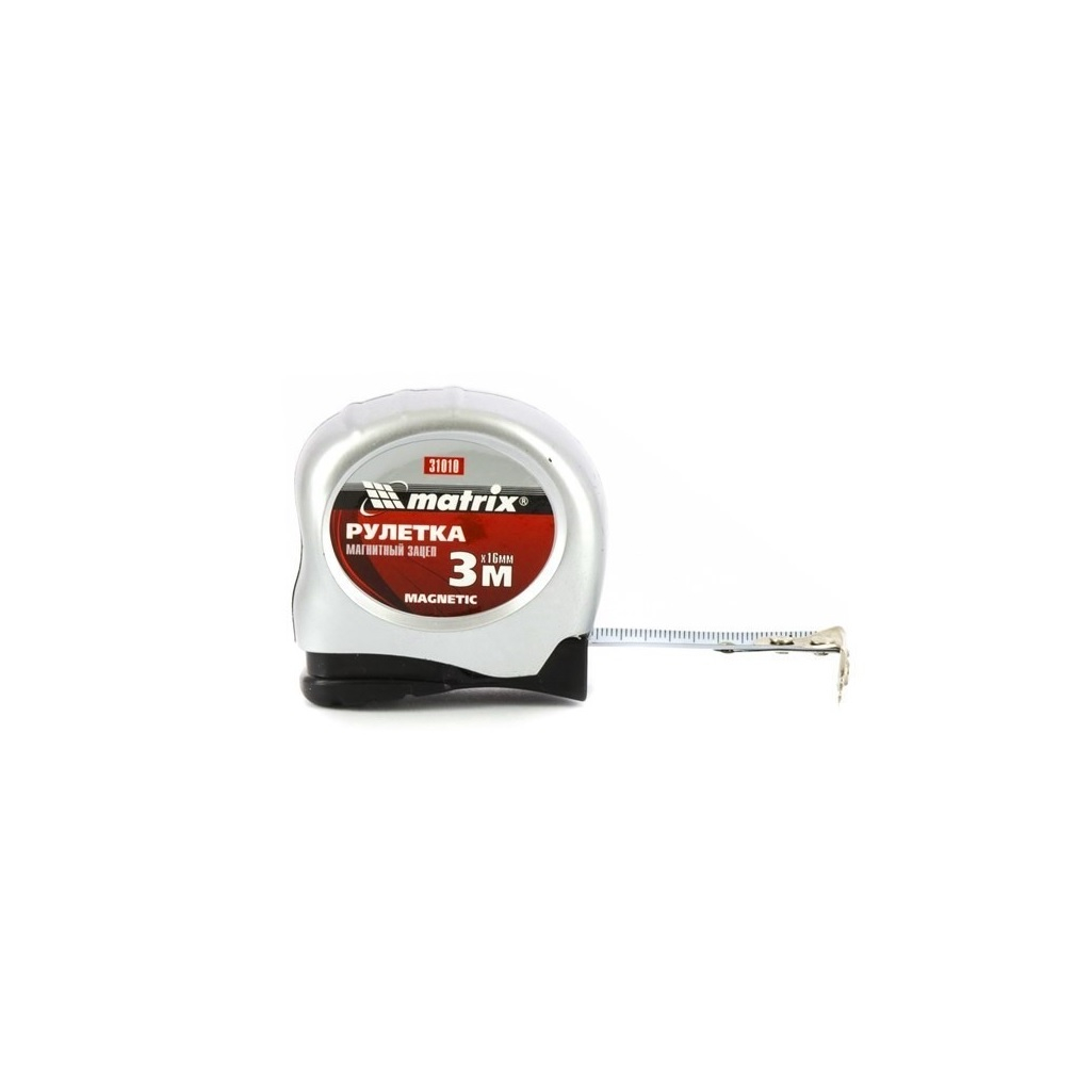 Рулетка Matrix Magnetic, 3 м, 16 мм, сталь, магнитный зацеп, 31010