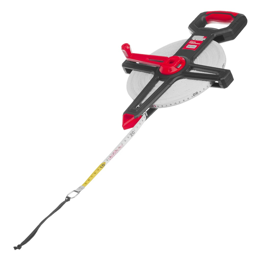 Рулетка геодезическая Matrix 31432, двусторонняя шкала, фиберглассовая лента, 12.5 мм х 100 м