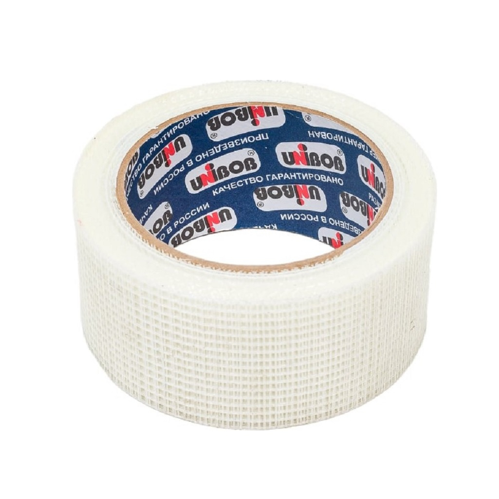 Лента стеклотканевая Unibob 51459, самоклеящаяся Серпянка, ширина 50 мм, длина 20 м, цвет белый
