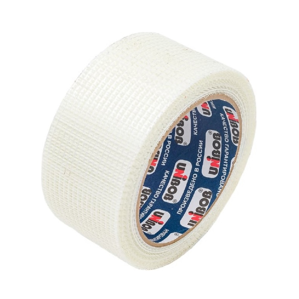 Лента стеклотканевая Unibob 51459, самоклеящаяся Серпянка, ширина 50 мм, длина 20 м, цвет белый