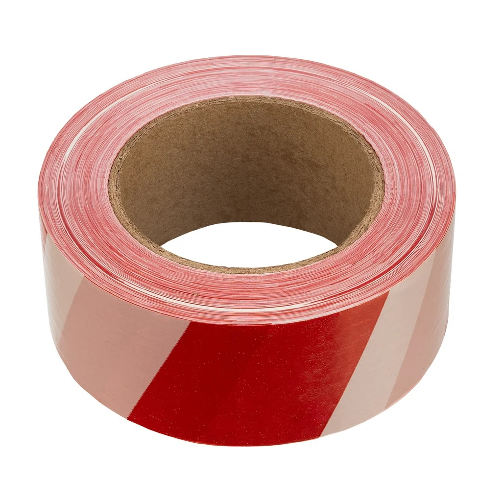 Лента сигнальная Сибртех 50 мм х 200 м, красно-белая, оградительная, разметочная, 89030