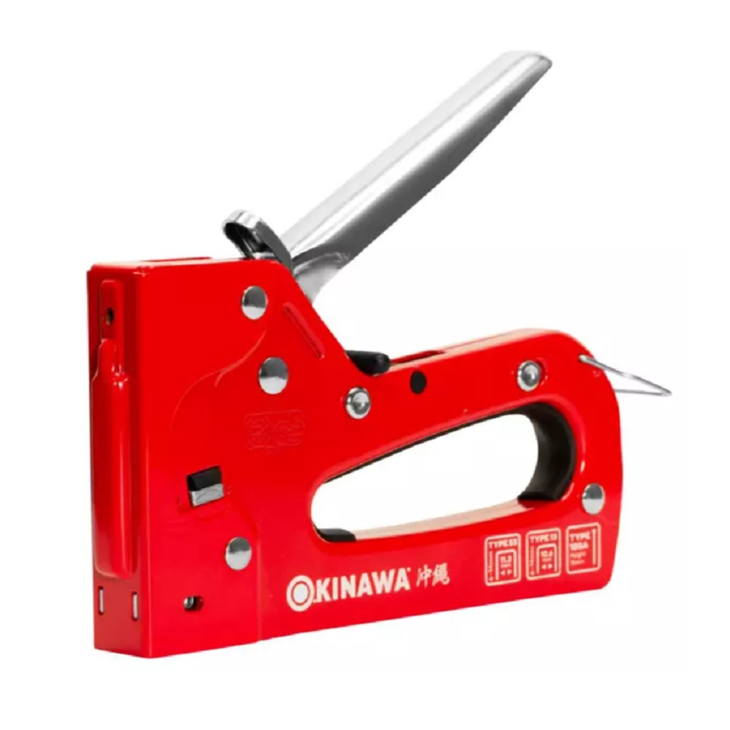 Степлер строительный Okinawa 2364, 3 в 1, ручной, регулируемая сила удара