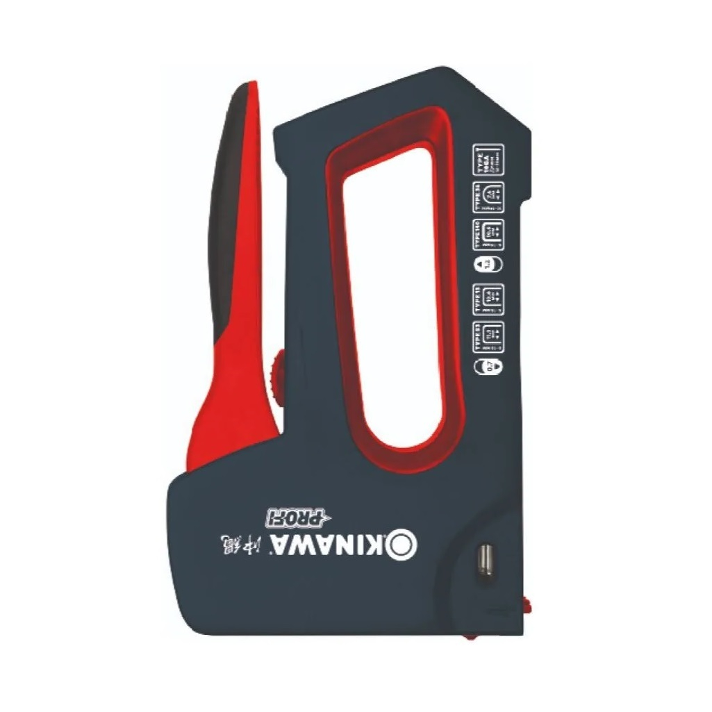 Степлер Okinawa 2365 PROFI, 5 в 1, алюминиевый корпус, регулировка силы удара