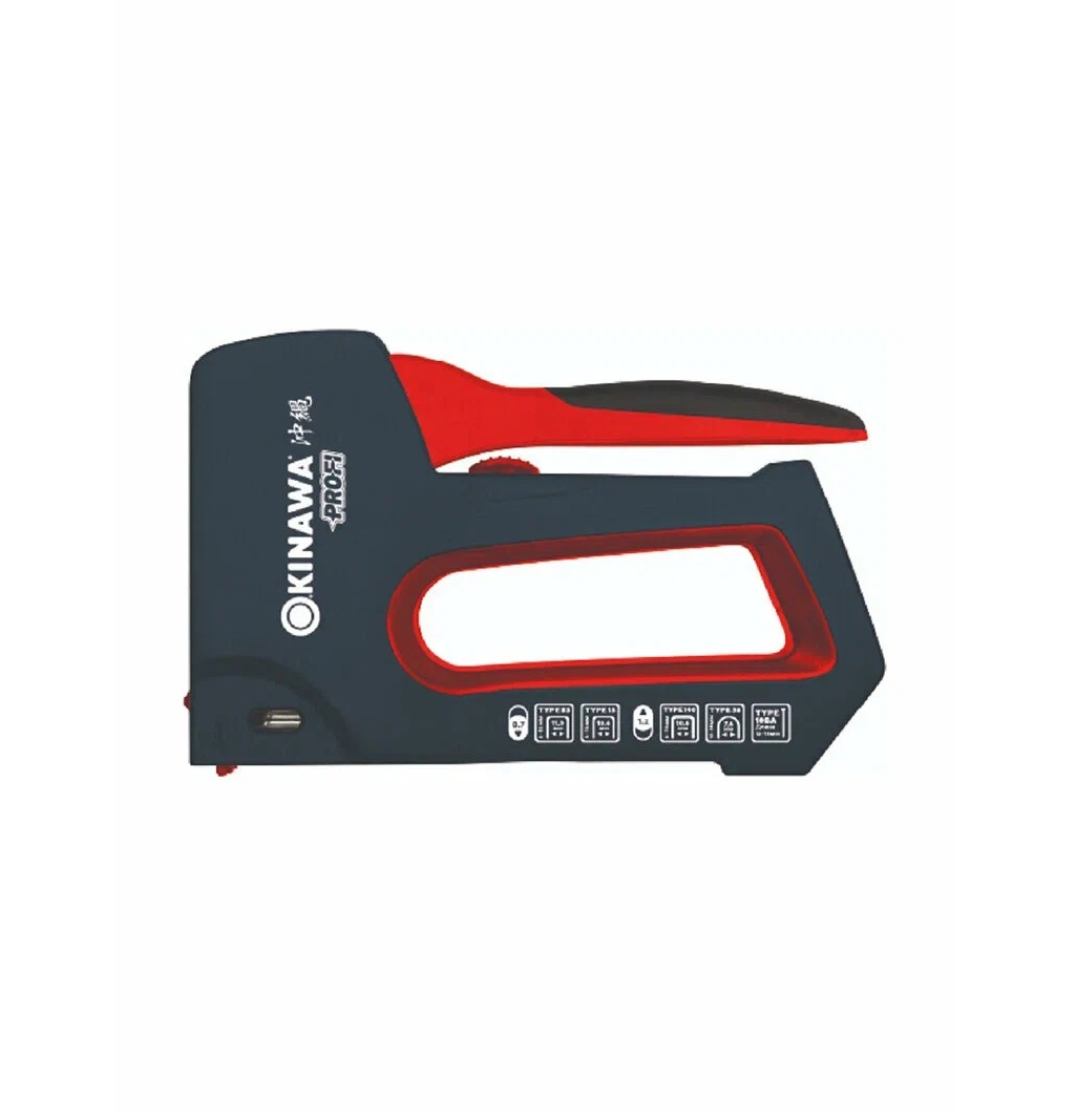 Степлер Okinawa 2365 PROFI, 5 в 1, алюминиевый корпус, регулировка силы удара