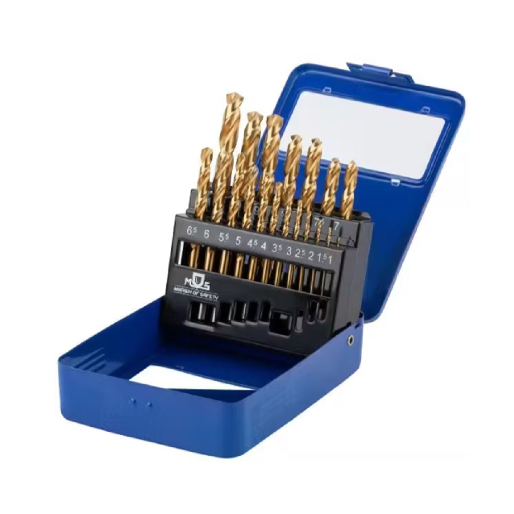 Набор сверл по металлу Mos 35744М, HSS, металлический бокс, в упаковке 19 штук