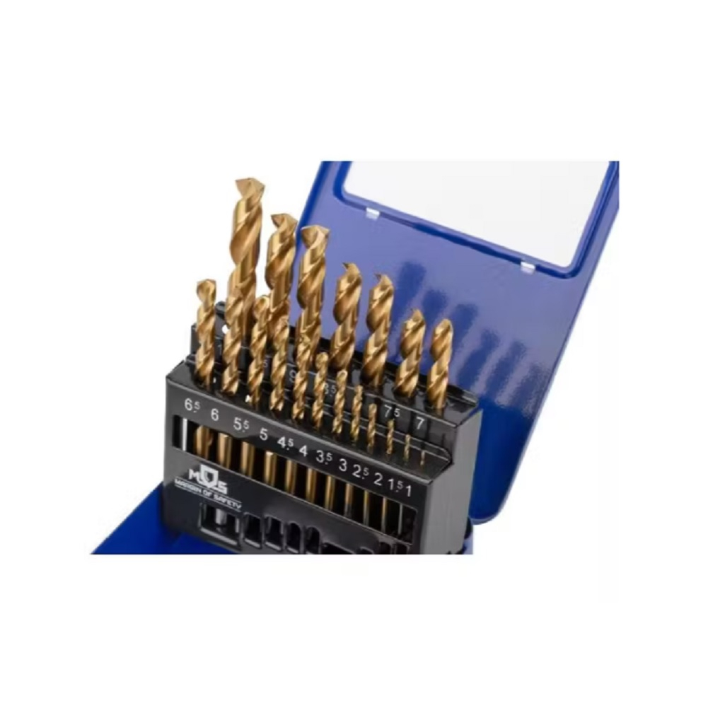 Набор сверл по металлу Mos 35744М, HSS, металлический бокс, в упаковке 19 штук