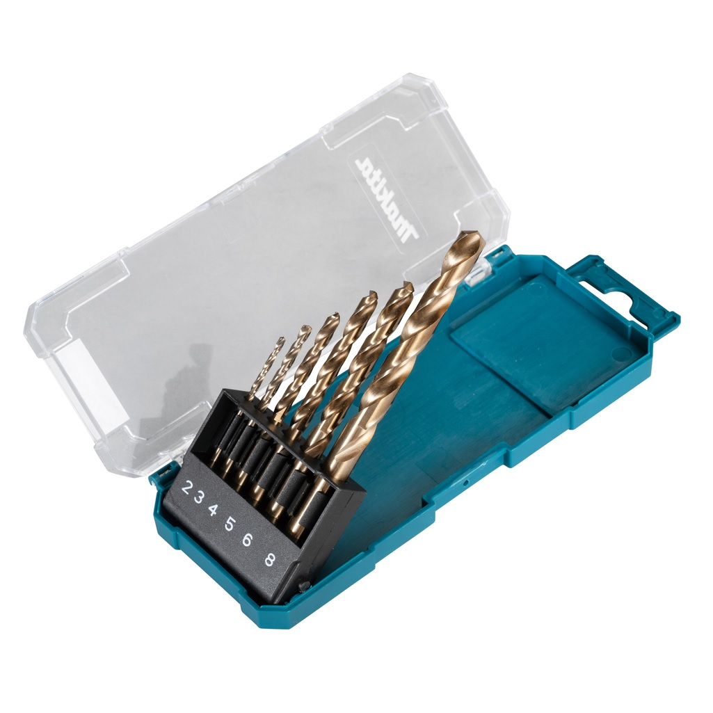 Набор сверл по металлу Makita D-75758, спиральные, цилиндрический хвостовик, пластиковый бокс с подвесом, 6 штук