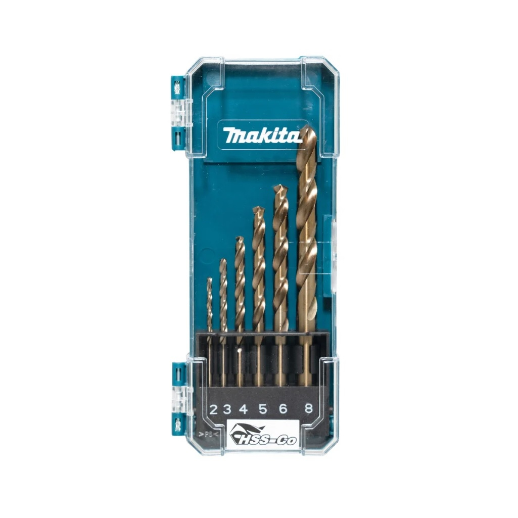 Набор сверл по металлу Makita D-75758, спиральные, цилиндрический хвостовик, пластиковый бокс с подвесом, 6 штук