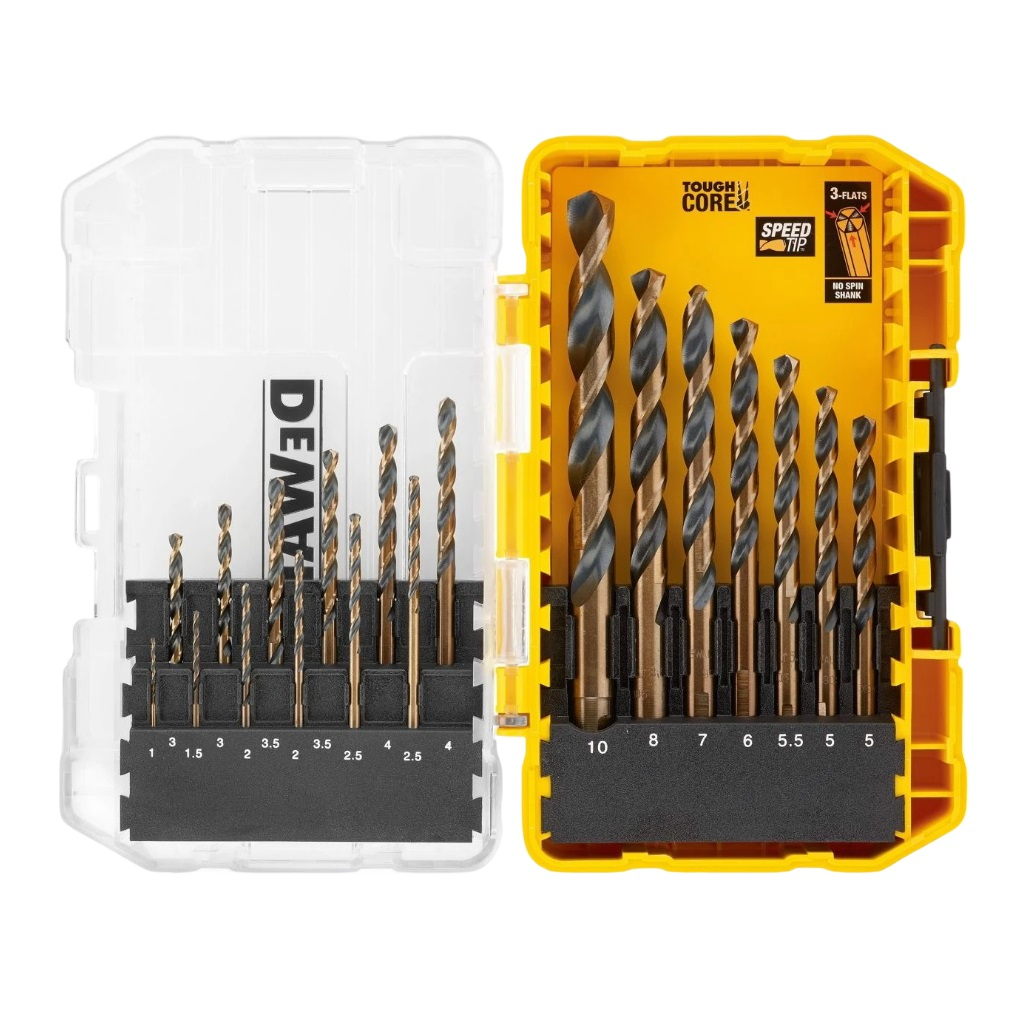 Набор сверл по металлу DeWalt BLACK&GOLD DT70728POS-QZ, спиральные, трехгранный хвостовик, в упаковке 19 штук