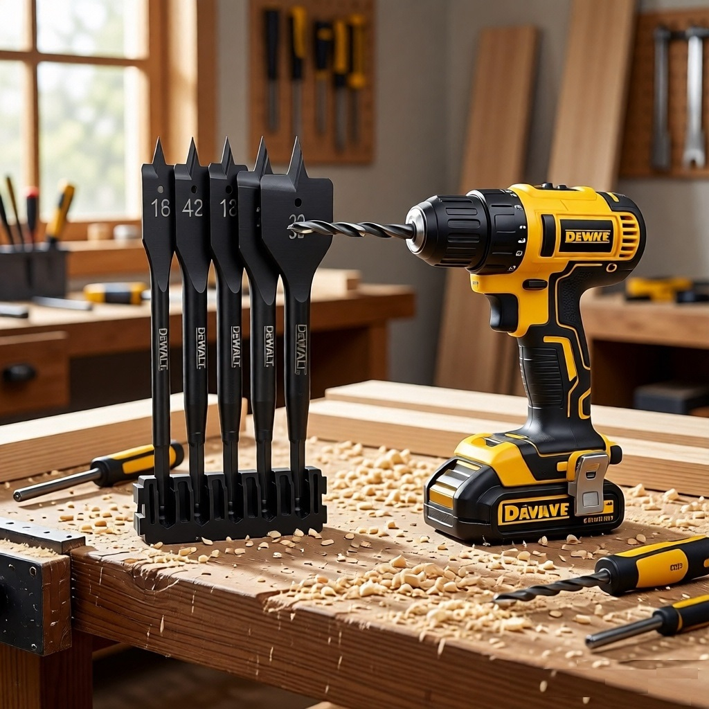 Набор перовых сверл по дереву DeWalt DT70834-QZ, 16-32 мм, шестигранный хвостовик, в упаковке 5 штук