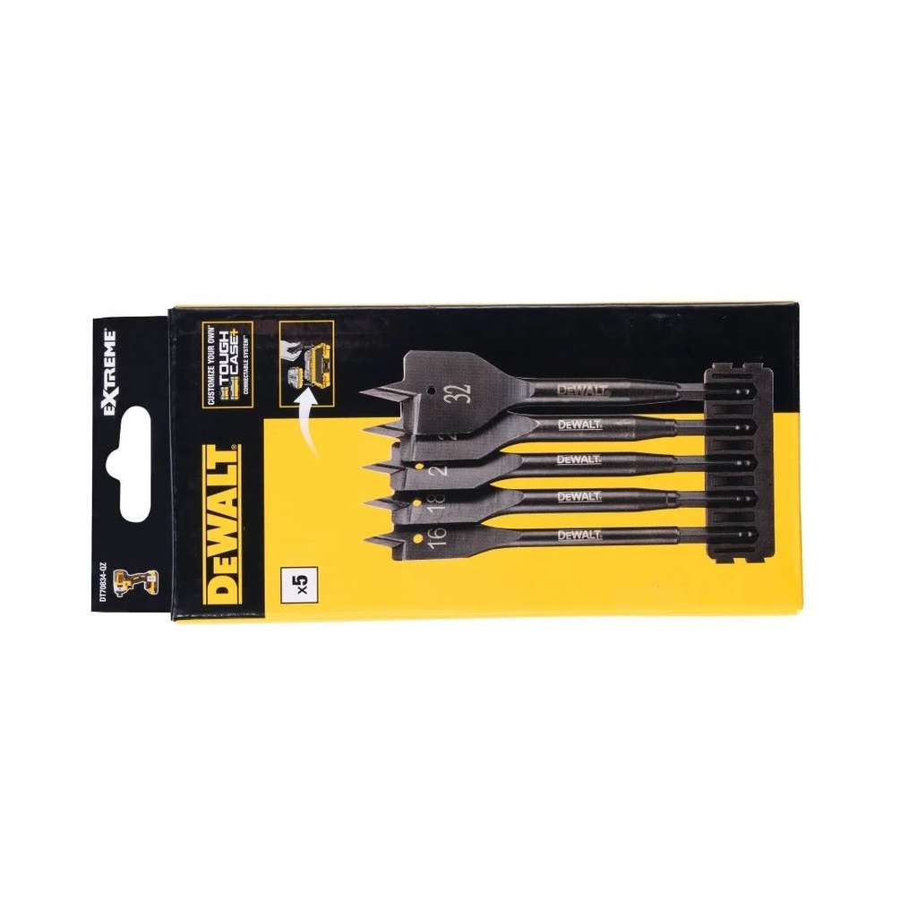 Набор перовых сверл по дереву DeWalt DT70834-QZ, 16-32 мм, шестигранный хвостовик, в упаковке 5 штук