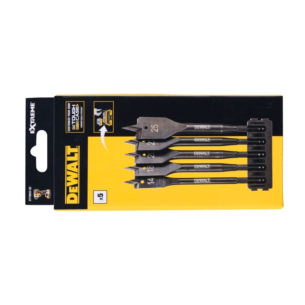 Набор перовых сверл по дереву DeWalt Exstreme DT70833-QZ, шестигранный хвостовик, в упаковке 5 штук