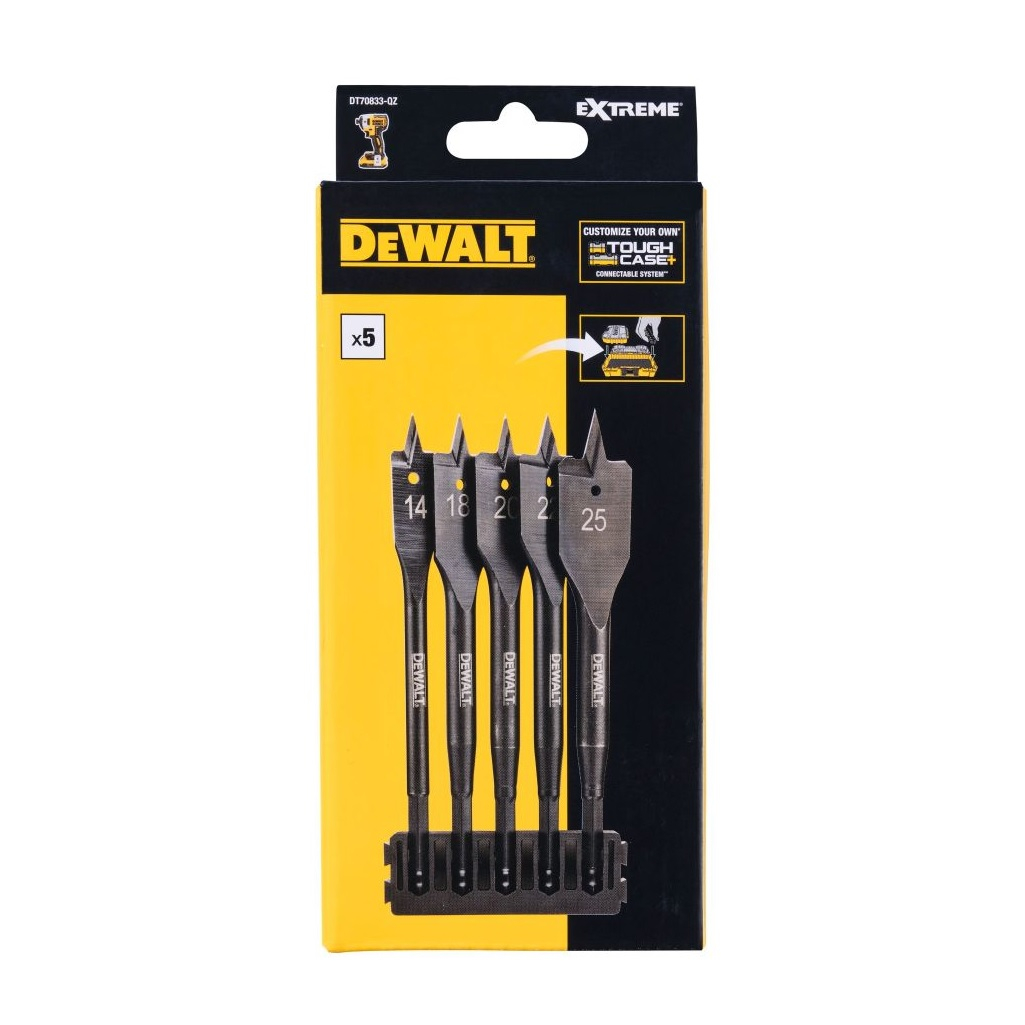 Набор перовых сверл по дереву DeWalt Exstreme DT70833-QZ, шестигранный хвостовик, в упаковке 5 штук