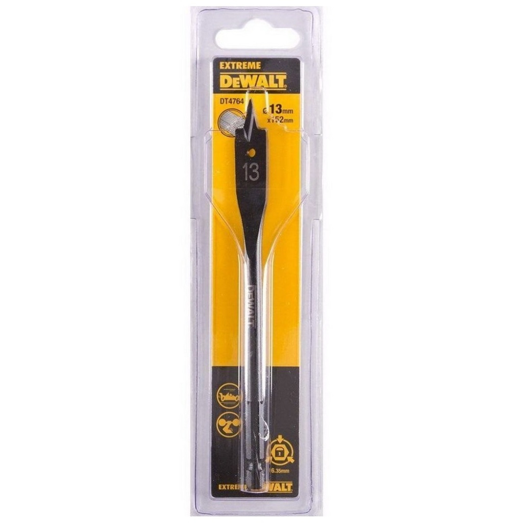 Сверло перовое DeWALT Impact Extreme DT4764, 13х152 мм, по дереву, шестигранный хвостовик, твердосплавное