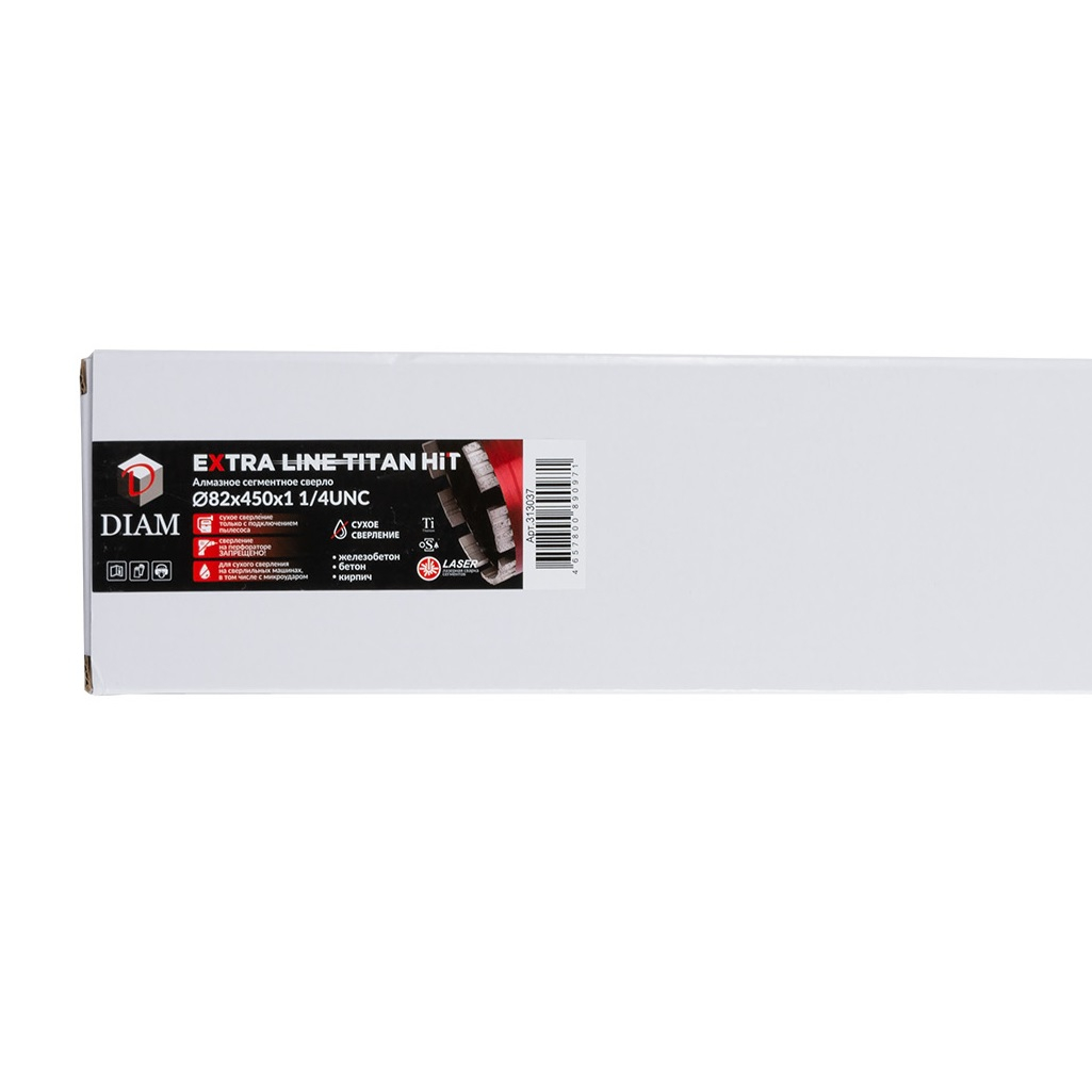 Сверло алмазное по бетону DIAM Extra Line Titan HIT 313037, 82х450х7х1 1/4UNC, сегментное, сухое сверление