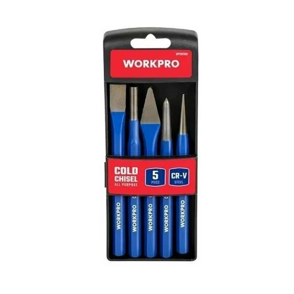 Набор кернеров и зубил Workpro WP201303, сталь, шестигранный стержень, 5 шт
