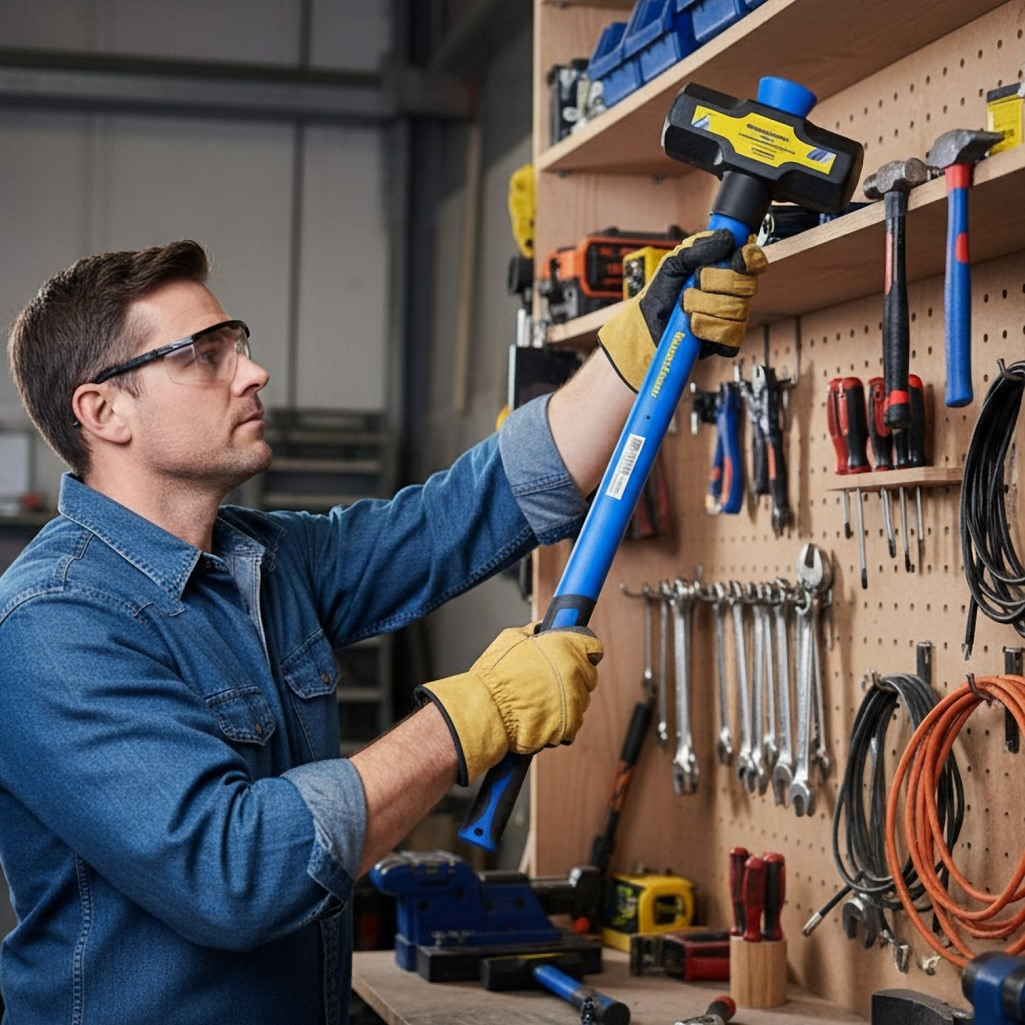 Кувалда МастерАлмаз 10509854, с фиберглассовой ручкой и стальным бойком, 3630 г