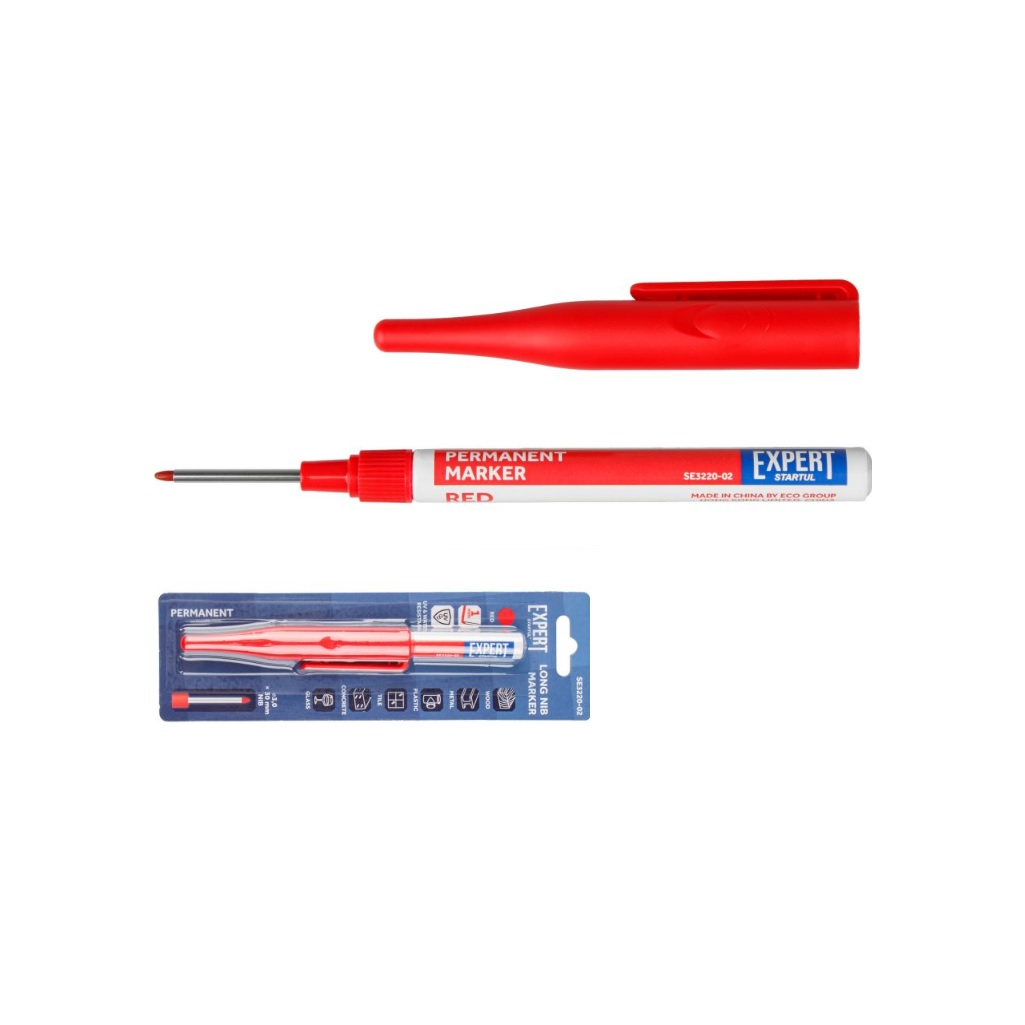 Маркер перманентный Startul Expert SE3220-02, 1 мм, с удлиненным наконечником, цвет красный