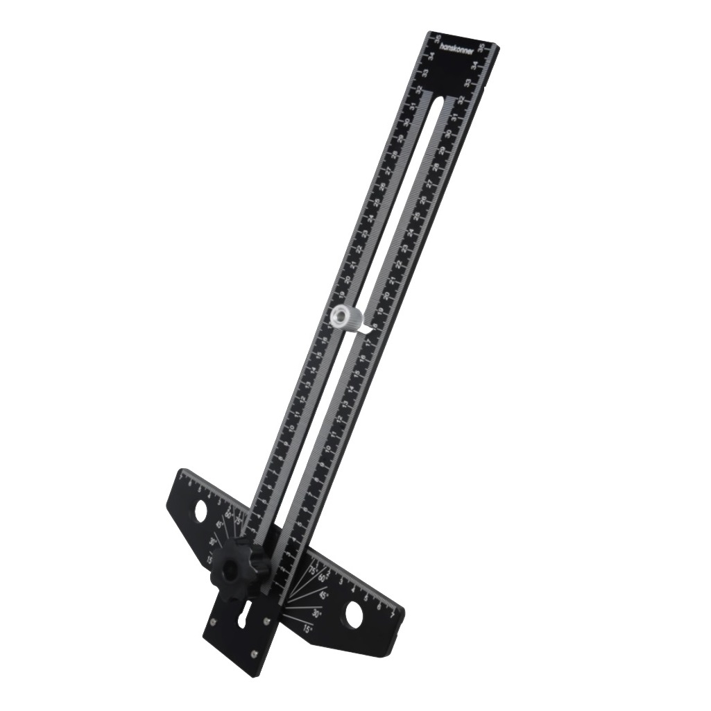 Угольник Hanskonner HK2020-13-350, 350 мм, уровень, транспортир, чертилка, литой алюминий