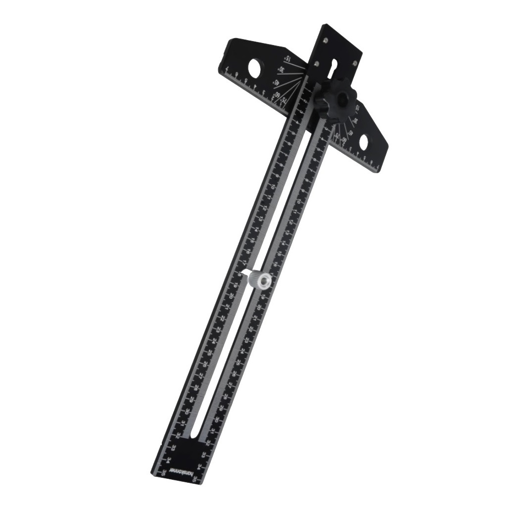 Угольник Hanskonner HK2020-13-350, 350 мм, уровень, транспортир, чертилка, литой алюминий
