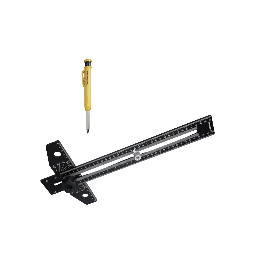 Угольник Hanskonner HK2020-13-350, 350 мм, уровень, транспортир, чертилка, литой алюминий