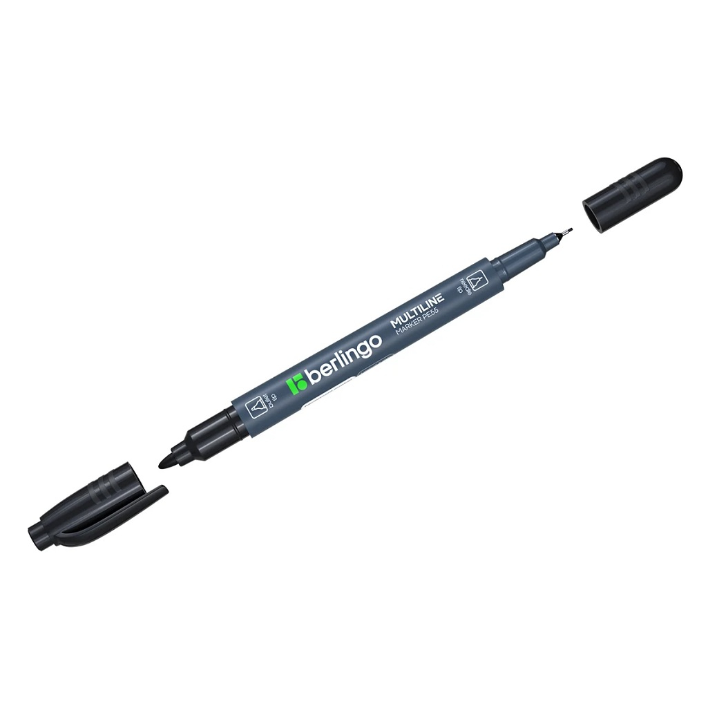 Маркер двухсторонний Berlingo Multiline Marker PE55, перманентный, черный