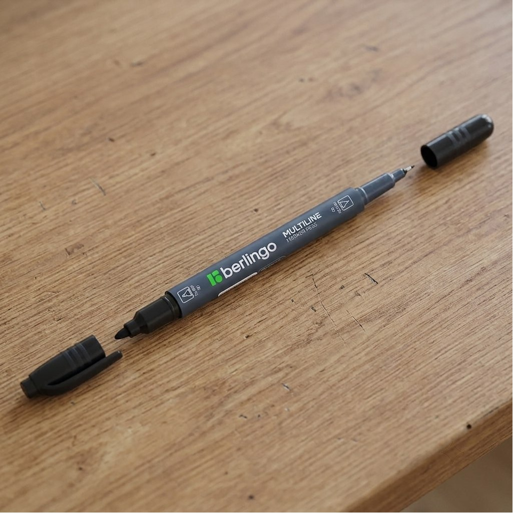 Маркер двухсторонний Berlingo Multiline Marker PE55, перманентный, черный