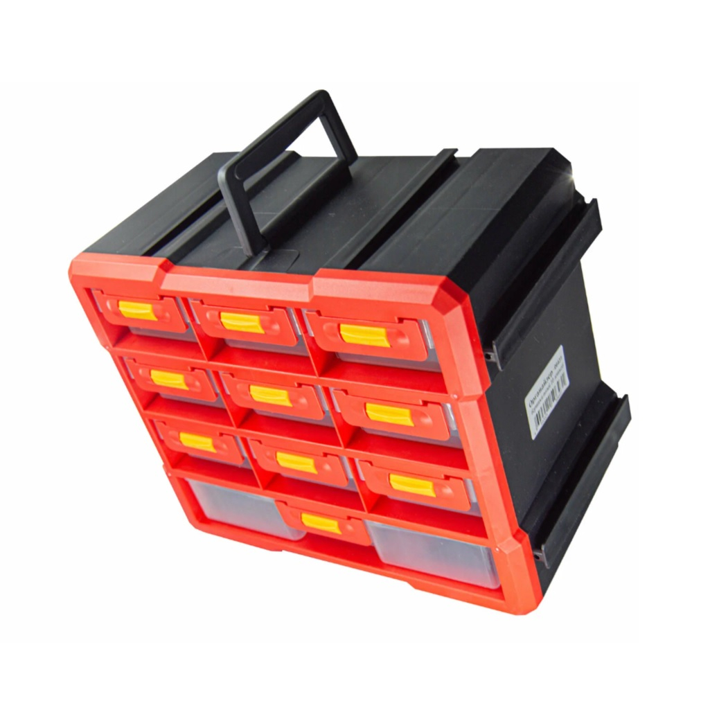 Ящик для инструментов 06431, вертикальный, 10 ячеек, красный, 160х250х300