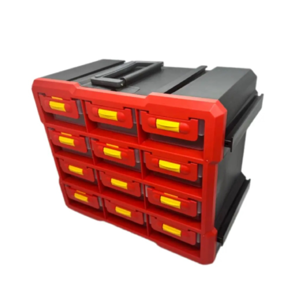 Ящик для инструментов 06448, вертикальный, 12 ячеек, красный, 160х250х300